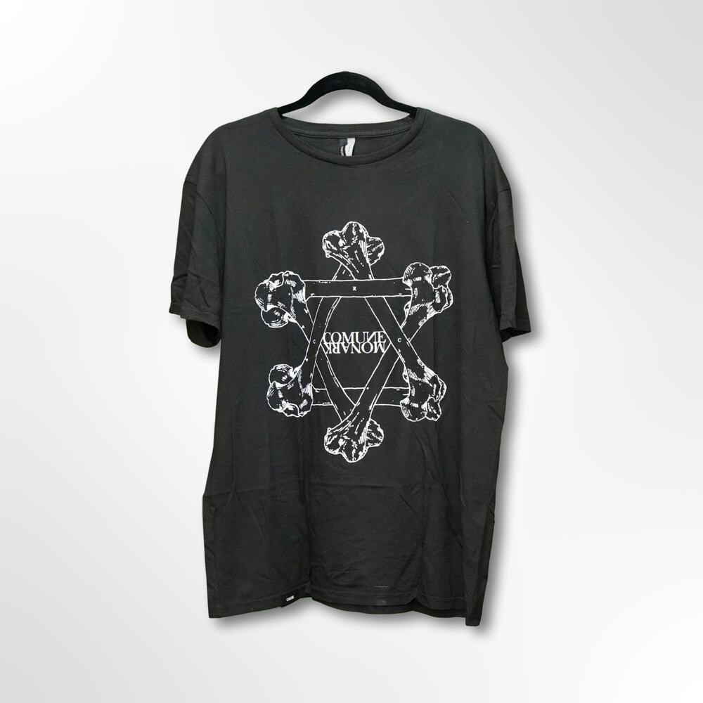 Comune Men's Fitted T-Shirt Large Black White Graphic Streetwear Skate NWOT